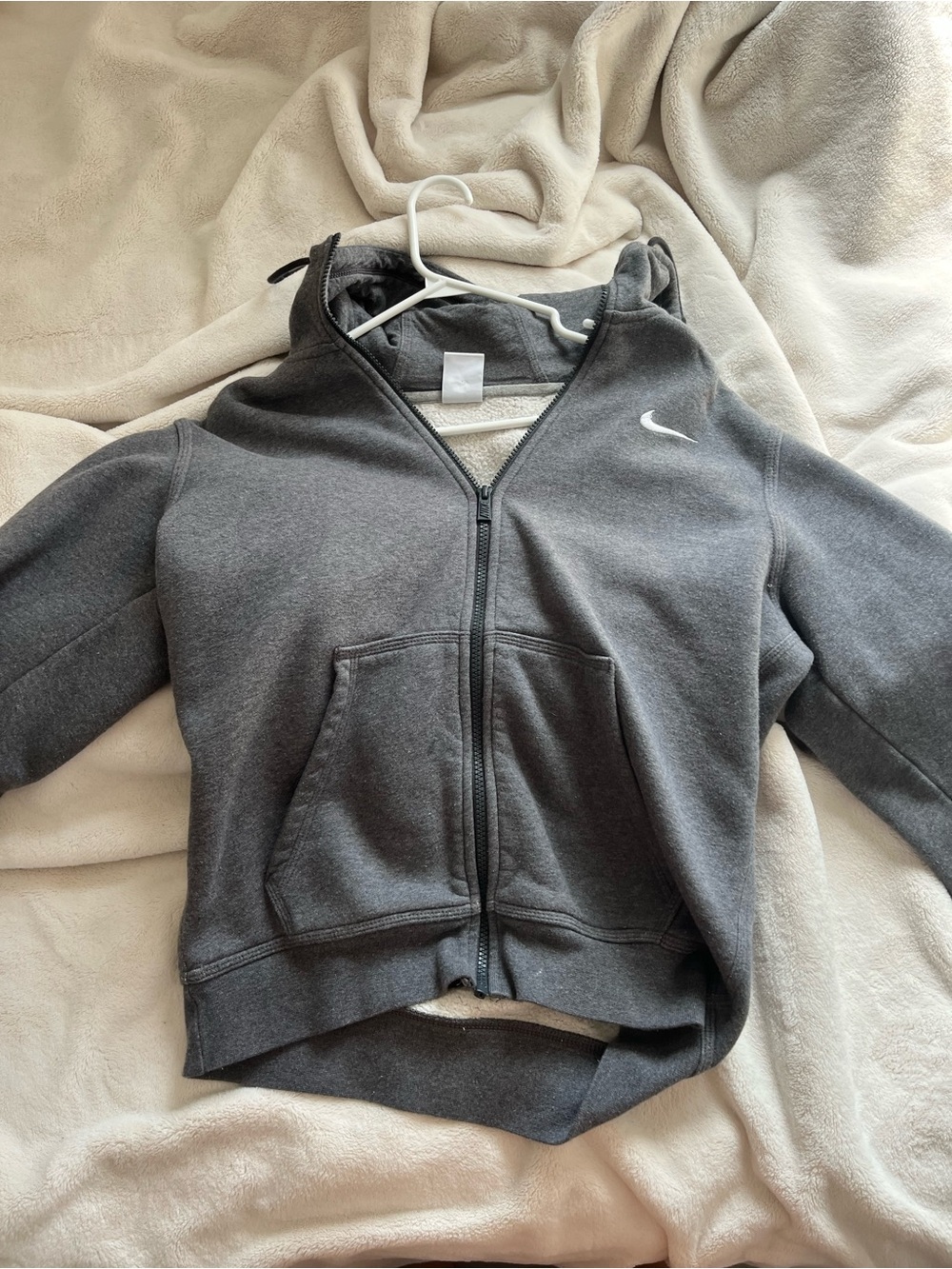 Nike Kids Dark Gray Full-Zip Hooded Puffer Jacket